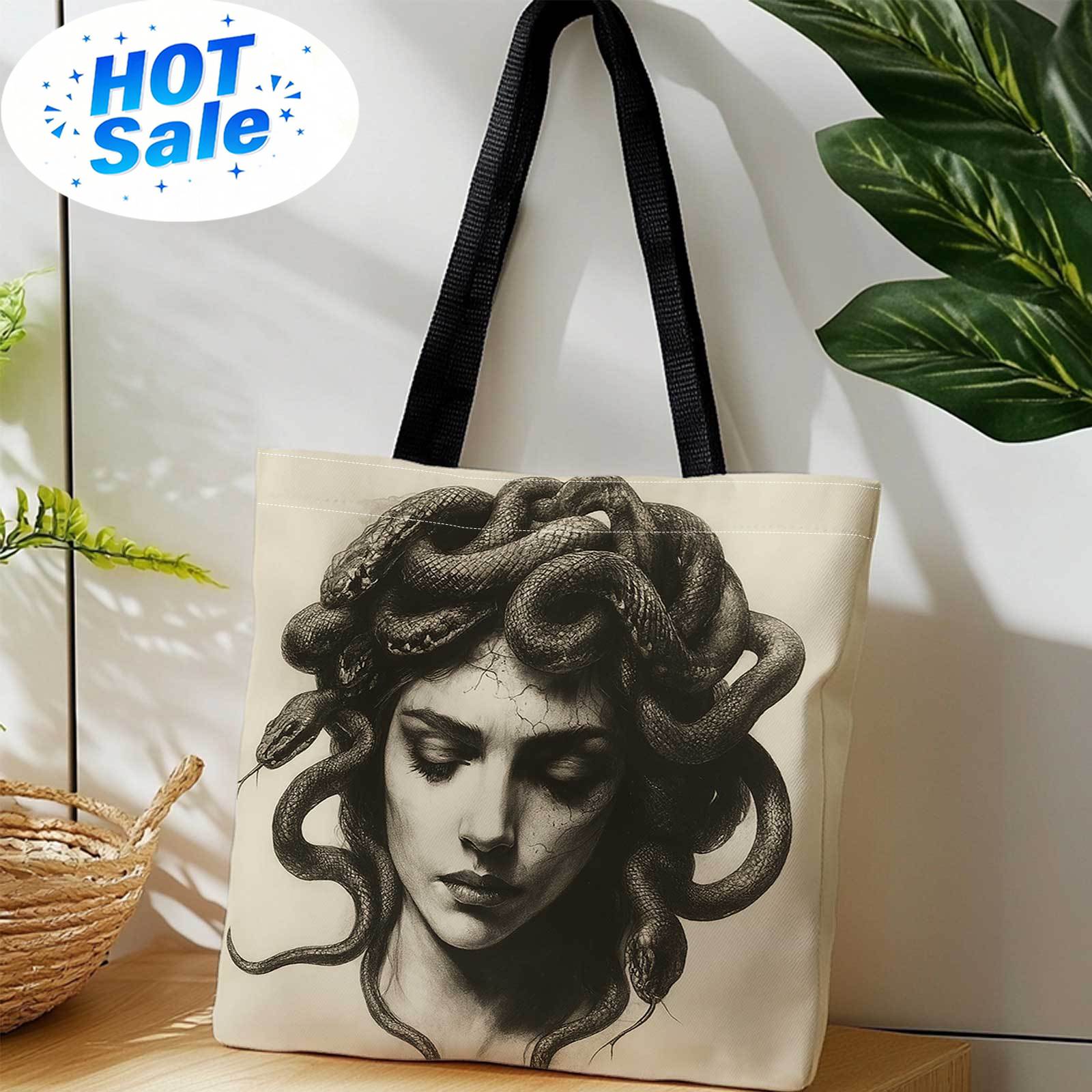 Reusable Bag - Double Sided Printed Shopping Tote Bag+Medusa,