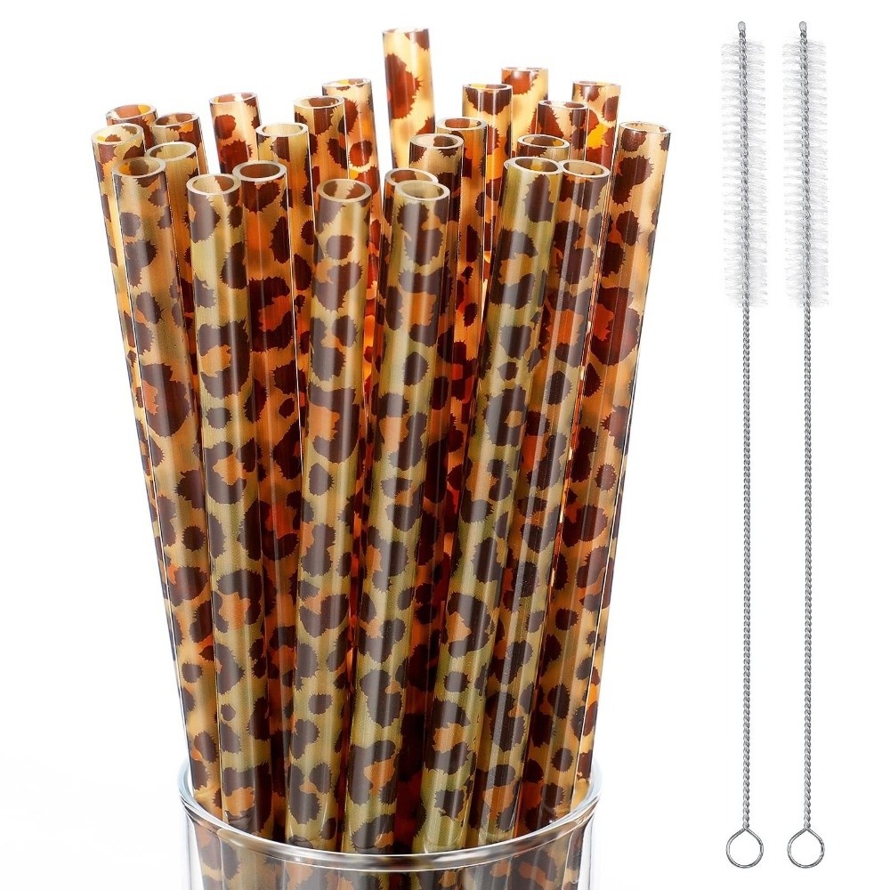 Trendy Leopard Print Drinking  - Reusable Straw ulasan dan harga
