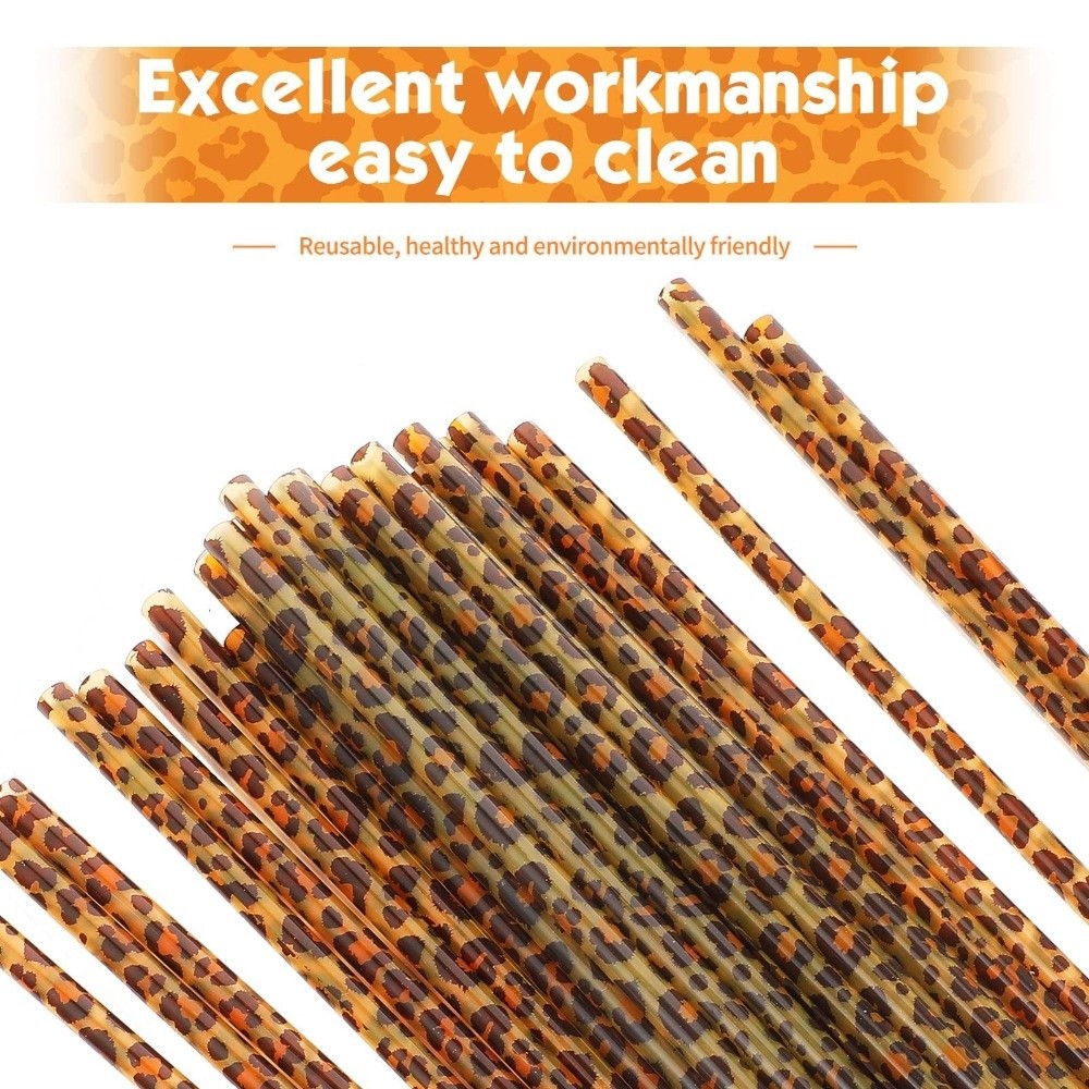 Trendy Leopard Print Drinking  - Reusable Straw ulasan dan harga