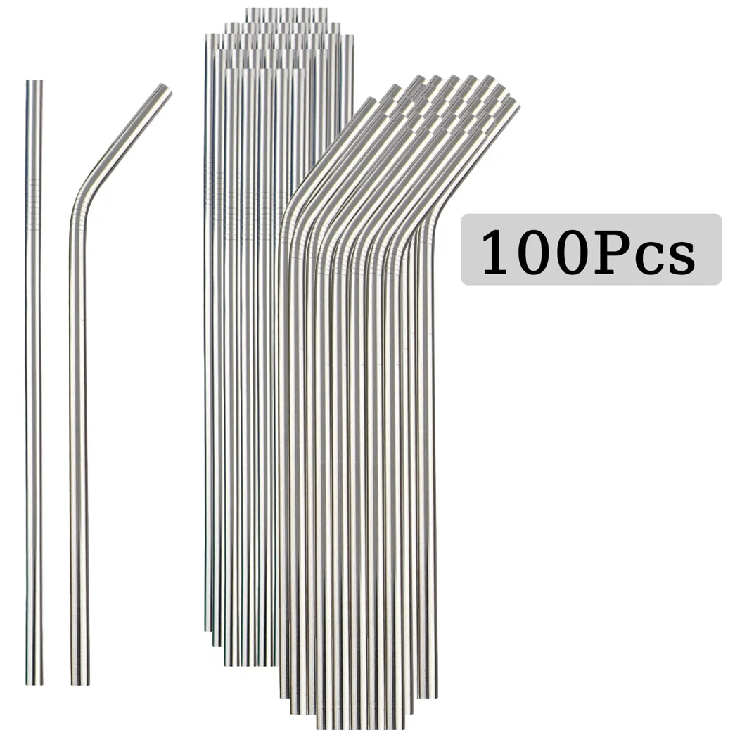 100Pcs Stainless Steel Straw D - Reusable Straw ulasan dan harga