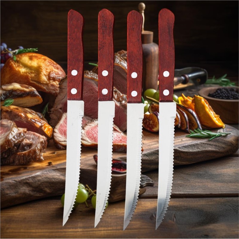 1-20 Pcs Stainless Steel Steak - Bamboo Cutlery ulasan dan harga