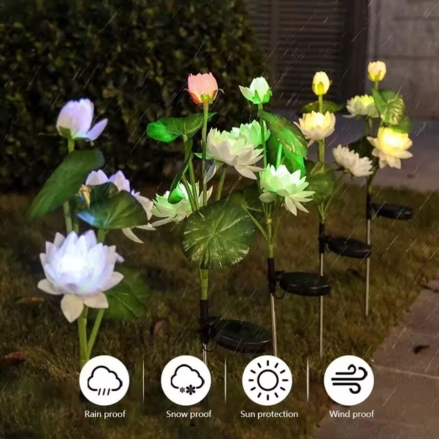 1PC Solar LED 3-Head Lotus Gar - Solar Garden Light ulasan dan harga
