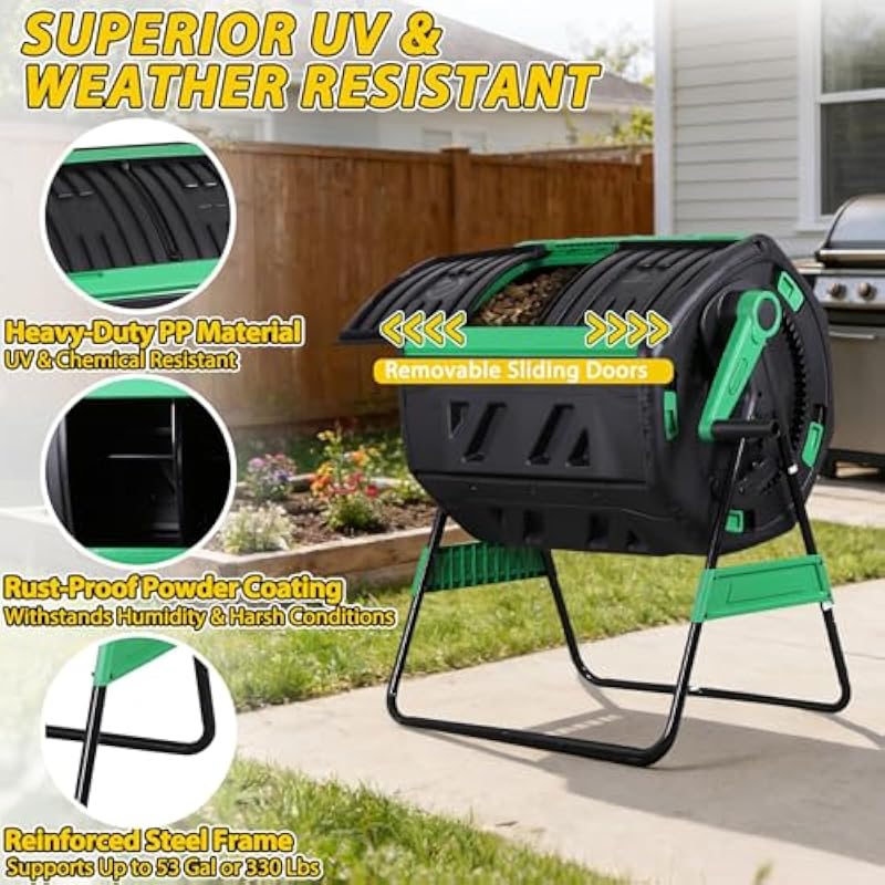 53-Gallon Two-Section Rotating - Compost Bin ulasan dan harga