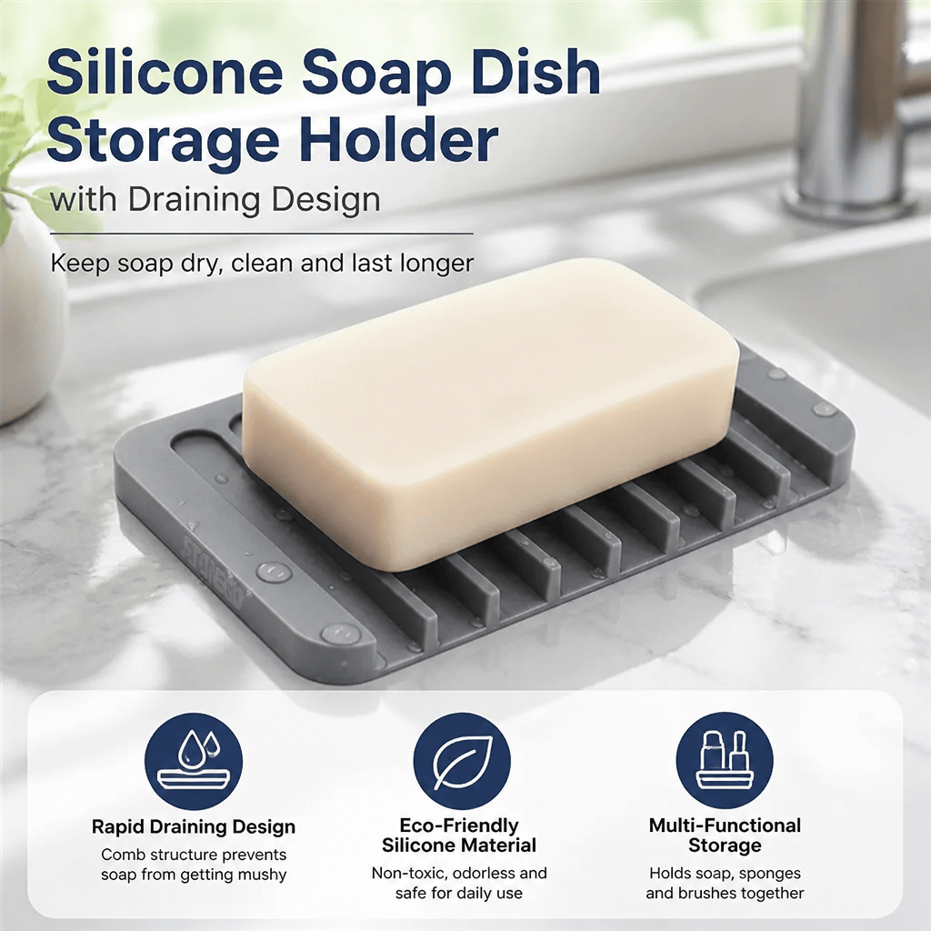 Silicone Soap Dish Draining Ho - Eco Sponge ulasan dan harga