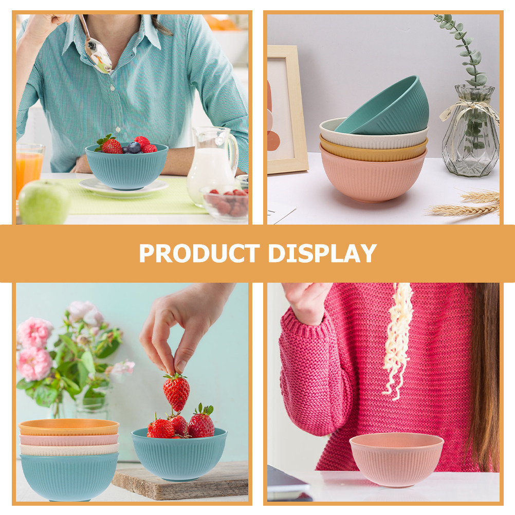 4Pcs Wheat Straw Ramen Bowl Se - Reusable Straw ulasan dan harga