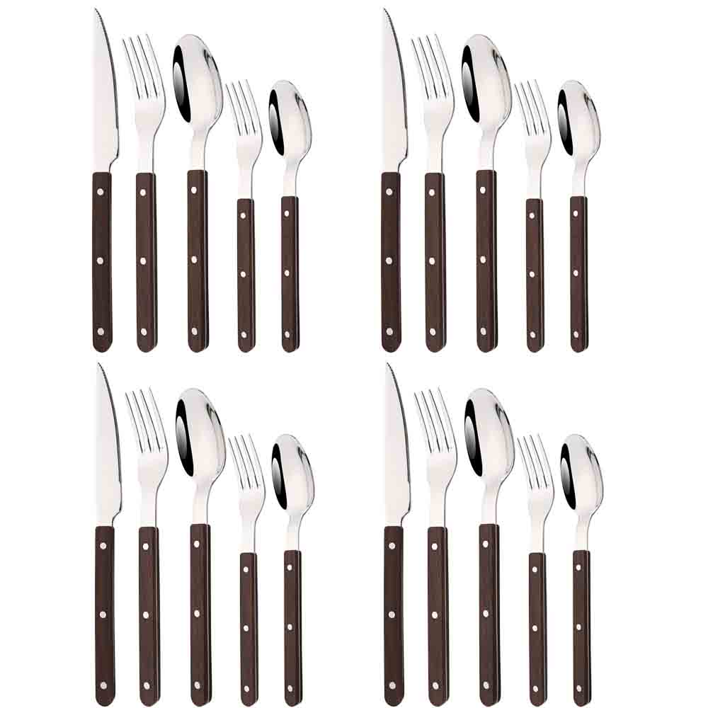 5/20Pcs Imitative Wood Silver  - Bamboo Cutlery ulasan dan harga