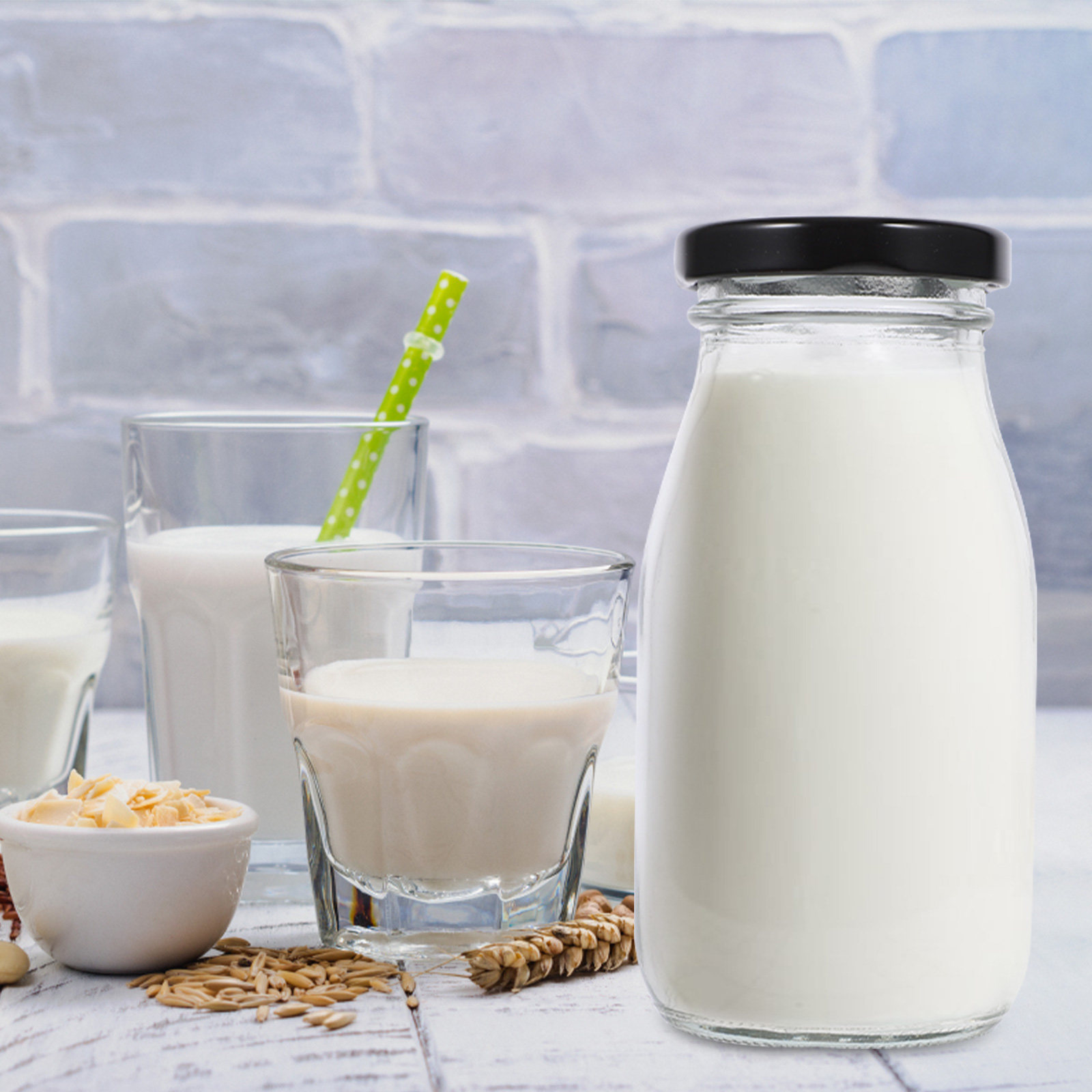 4Pcs Milk Bottle Glass Milk Ja - Reusable Bottle ulasan dan harga