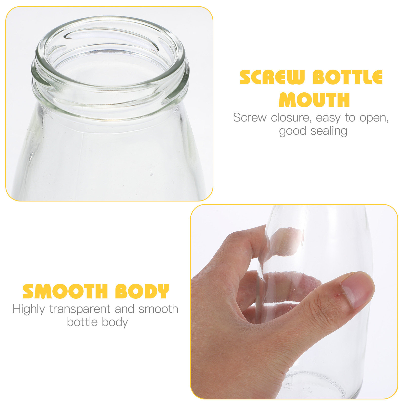 4Pcs Milk Bottle Glass Milk Ja - Reusable Bottle ulasan dan harga
